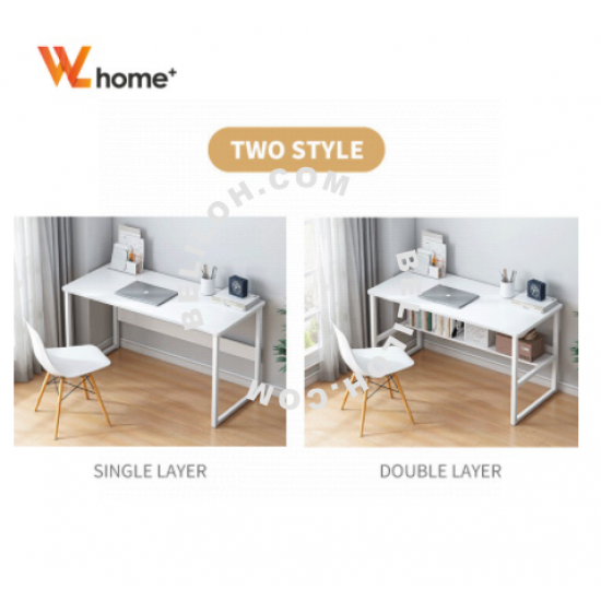 Computer Table Student study Desk simple modern writing desk meja jepun living room furniture Double Layer School Office Home Storage