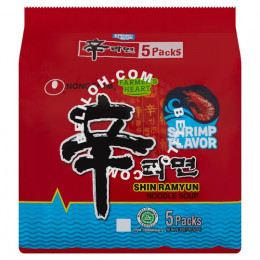 Nongshim Farmer's Heart Shin Ramyun Noodle Soup Shrimp Flavor 5 Packs x 120g (600g)