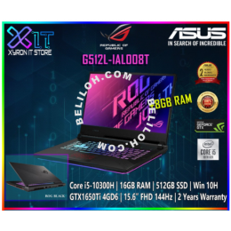 Asus ROG Strix G15 G512L-IAL008T (Core i5-10300H,8GB RAM,512GB PCIe SSD,GTX1650Ti 4GB,15.6"Full-HD 144Hz) ROG BLACK
