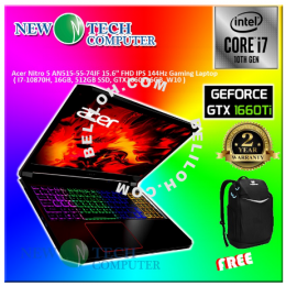 LAPTOP GAMING Acer Nitro 5 AN515-55-74JF-i7-10870H-16GB-GTX1660TI / AN515-55-72X3-i7-10870H-8GB-GTX16050TI NEWTECH
